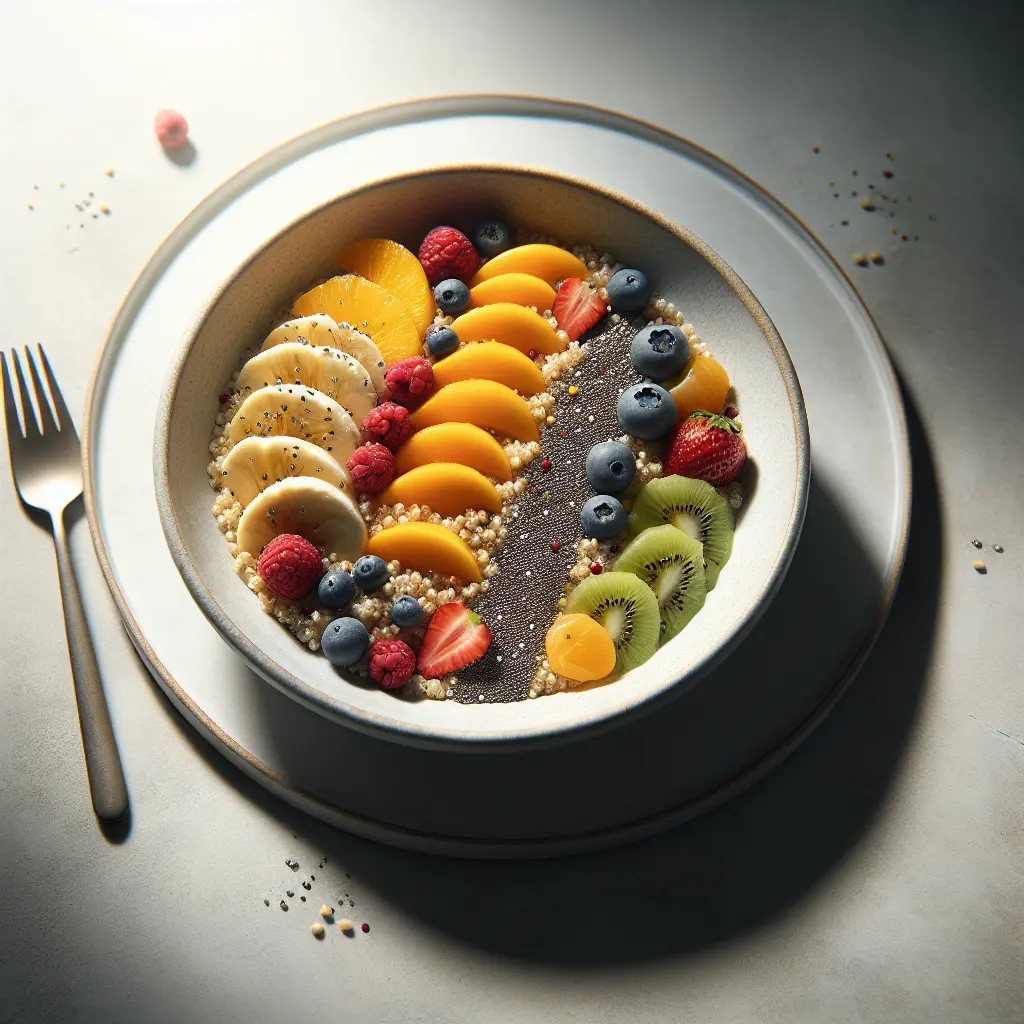 Quinoa and Chia Seed Breakfast Bowl with Exotic Fruits