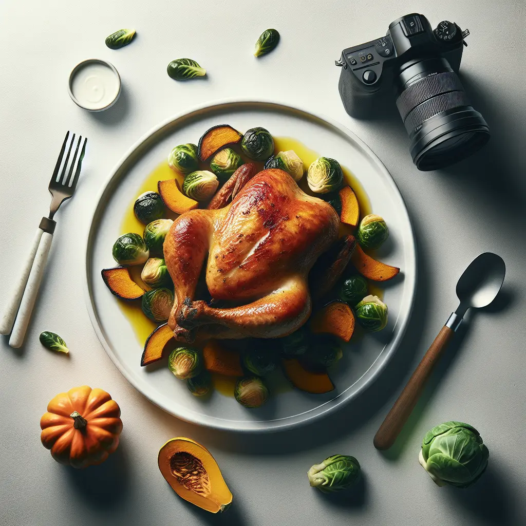 Roasted Chicken with Pumpkin and Brussels Sprouts