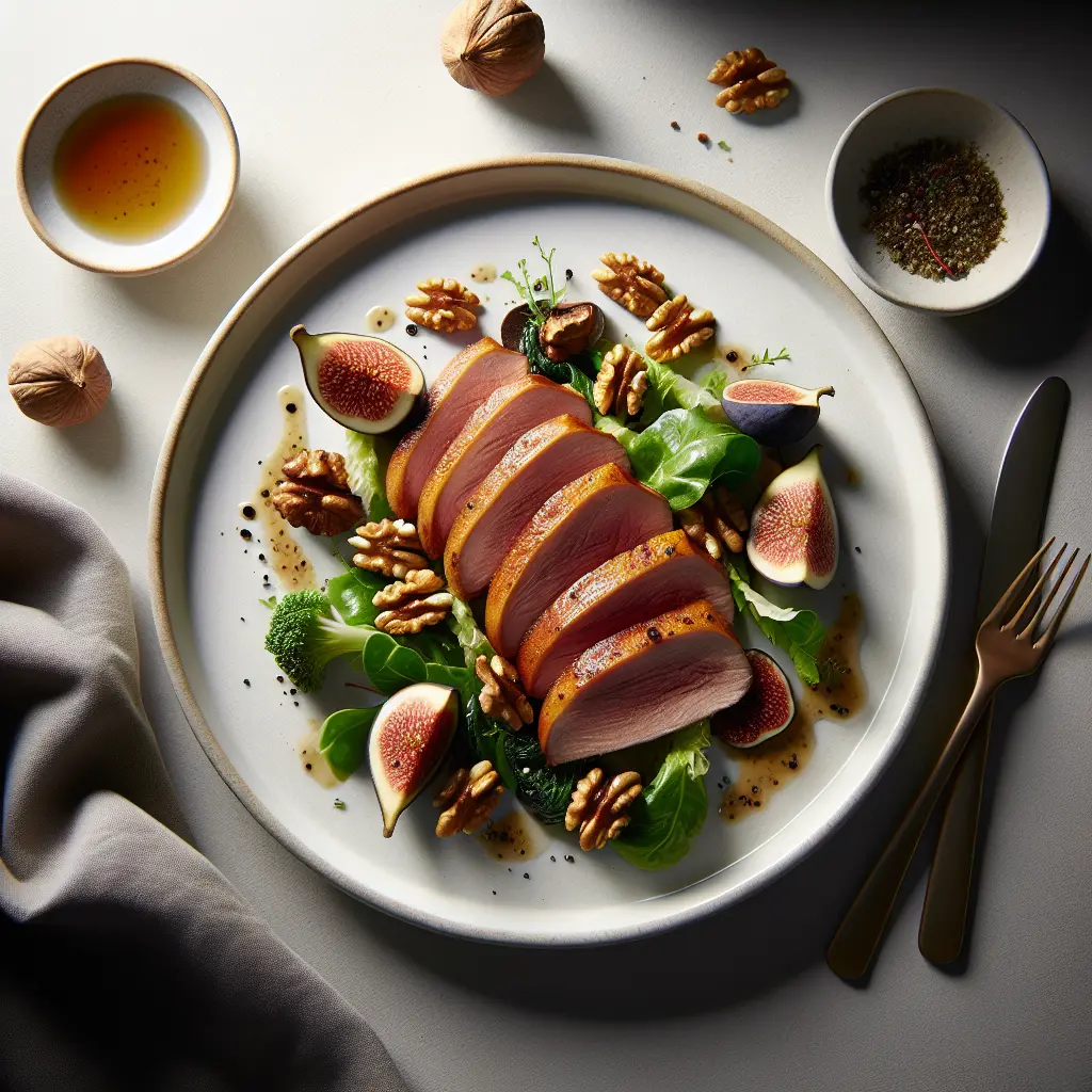 Roasted Duck Breast with Fig and Walnut Salad