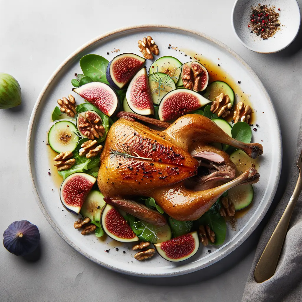 Roasted Duck with Fig and Walnut Salad