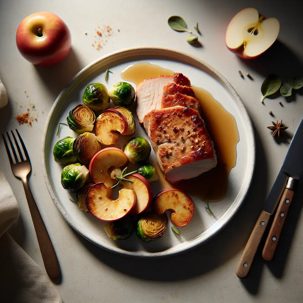 Roasted Pork Tenderloin with Apple and Brussels Sprouts