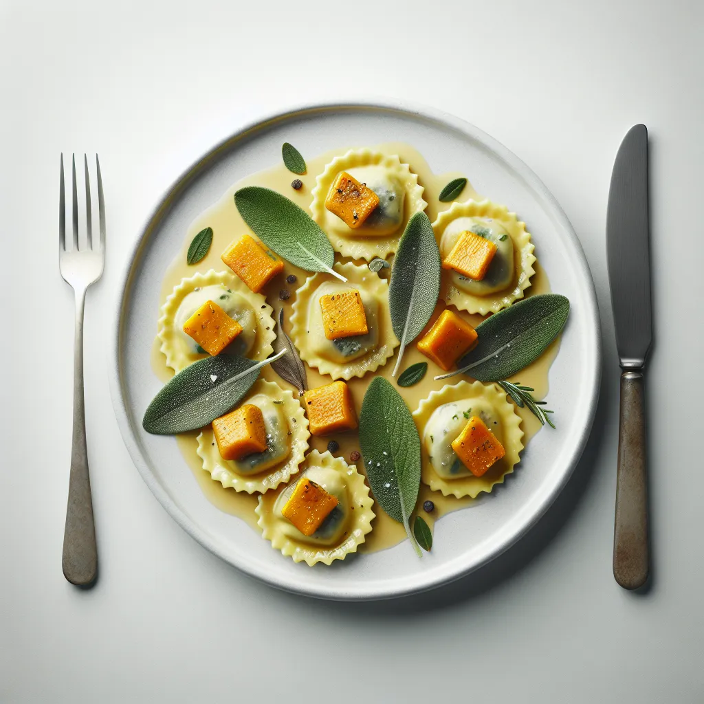Roasted Pumpkin and Sage Ravioli with Brown Butter Sauce