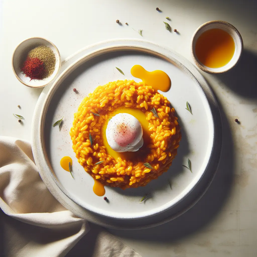 Saffron-Infused Breakfast Risotto with Poached Egg