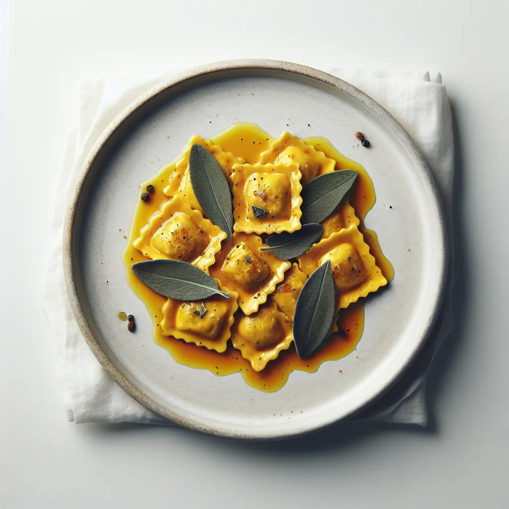 Saffron-infused Butternut Squash Ravioli with Sage Brown Butter