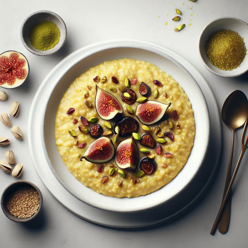 Saffron-Infused Millet Porridge with Roasted Figs and Pistachios