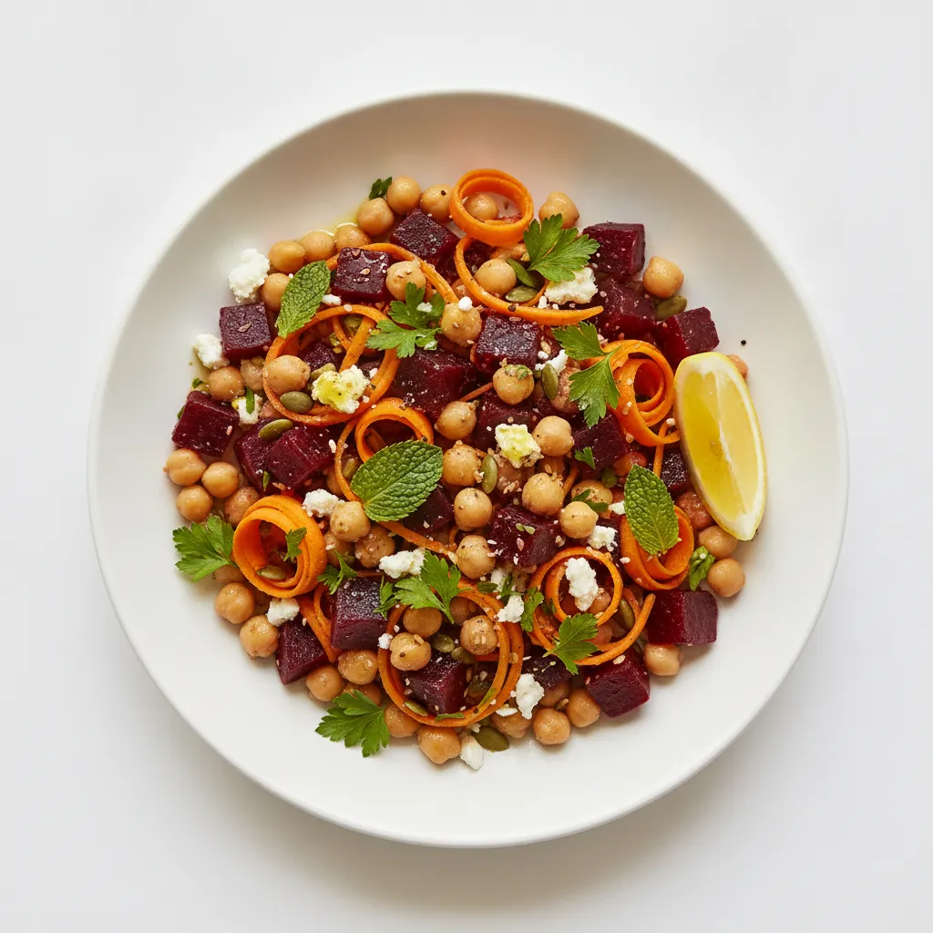 Salade de pois chiches, carottes et betteraves
