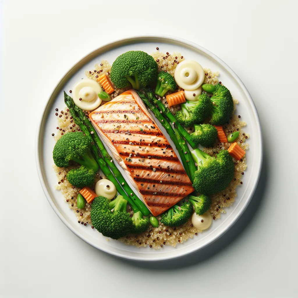 Salmon with Quinoa and Steamed Broccoli