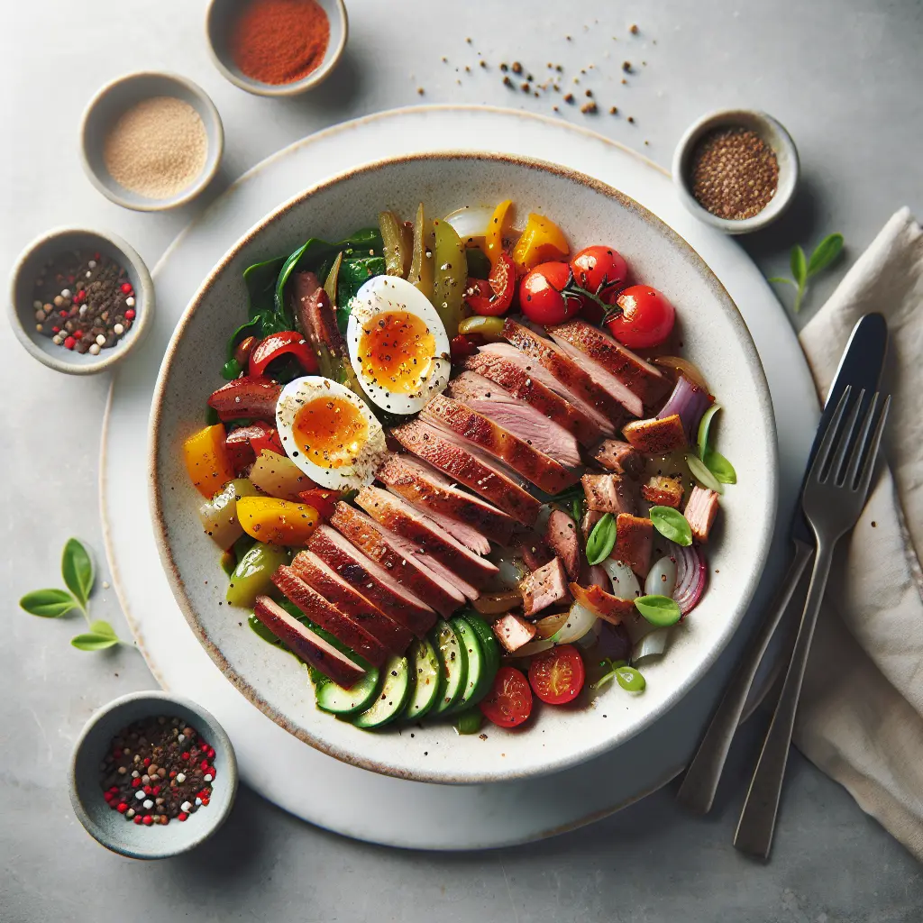Savory Breakfast Bowl with Duck and Vegetables