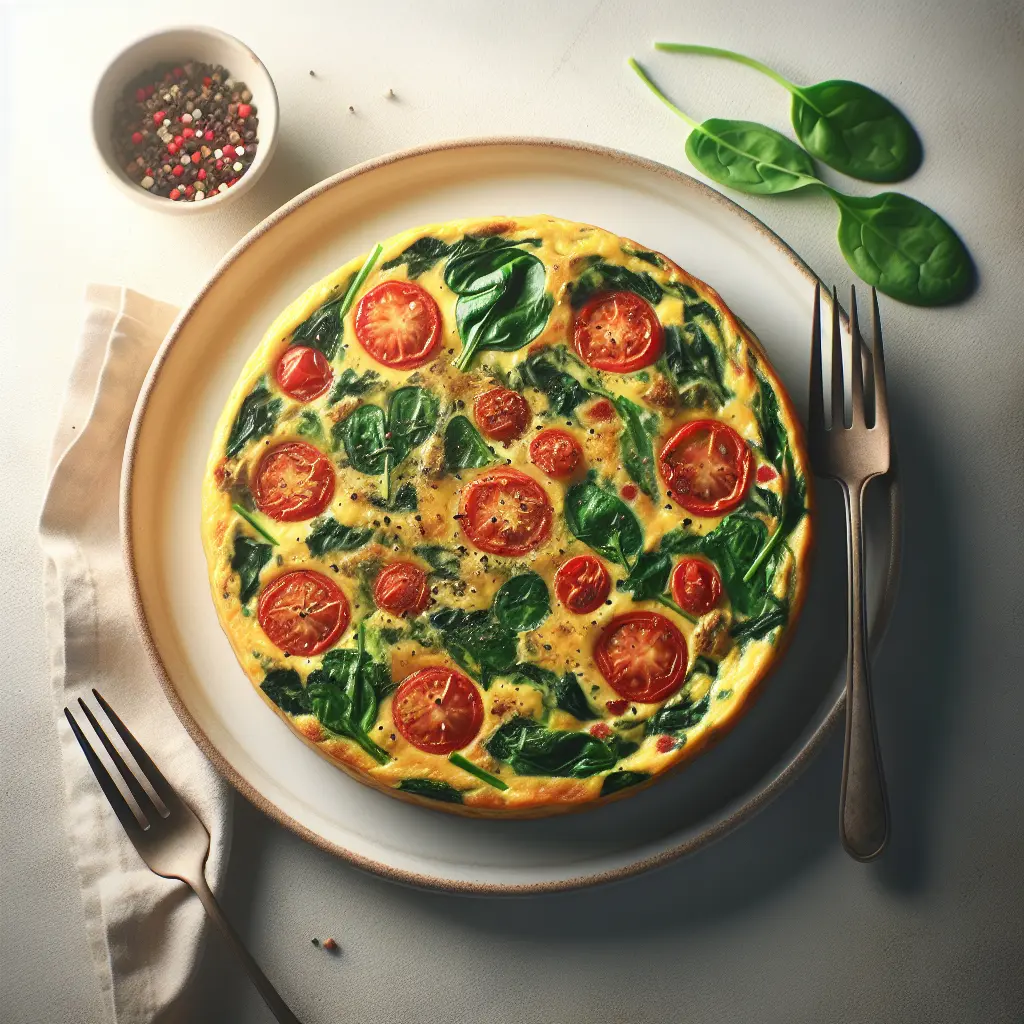 Savory Breakfast Frittata with Spinach and Tomatoes