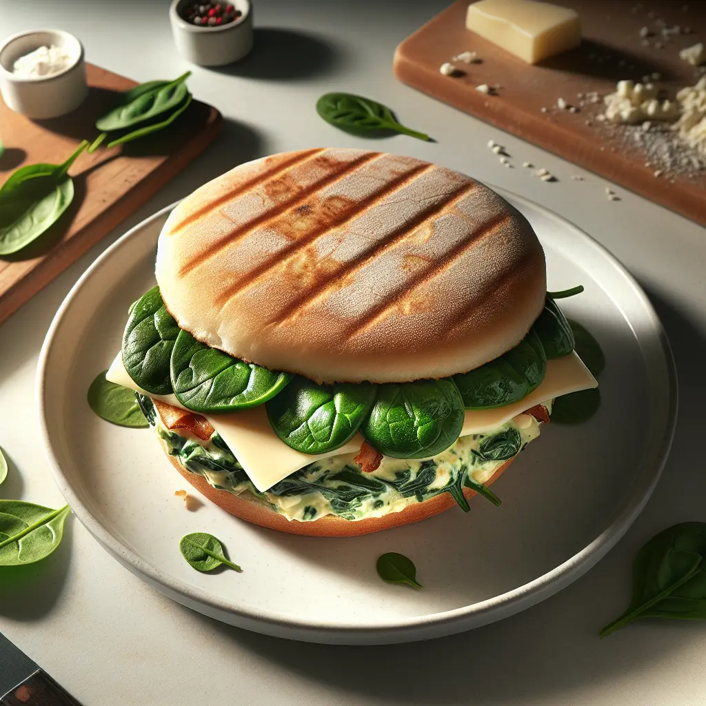 Savory Breakfast Sandwich with Spinach and Cheese
