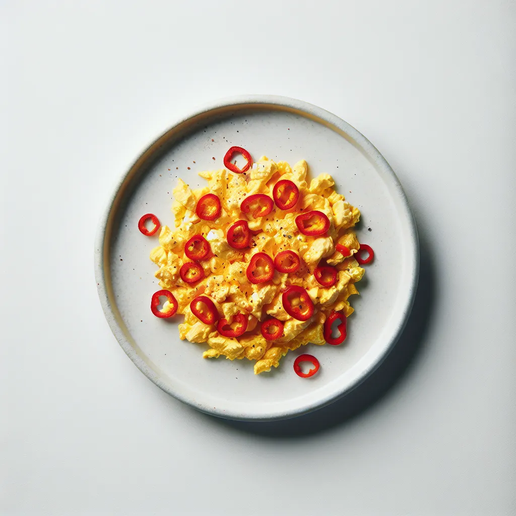 Spicy Scrambled Eggs with Red Bell Pepper