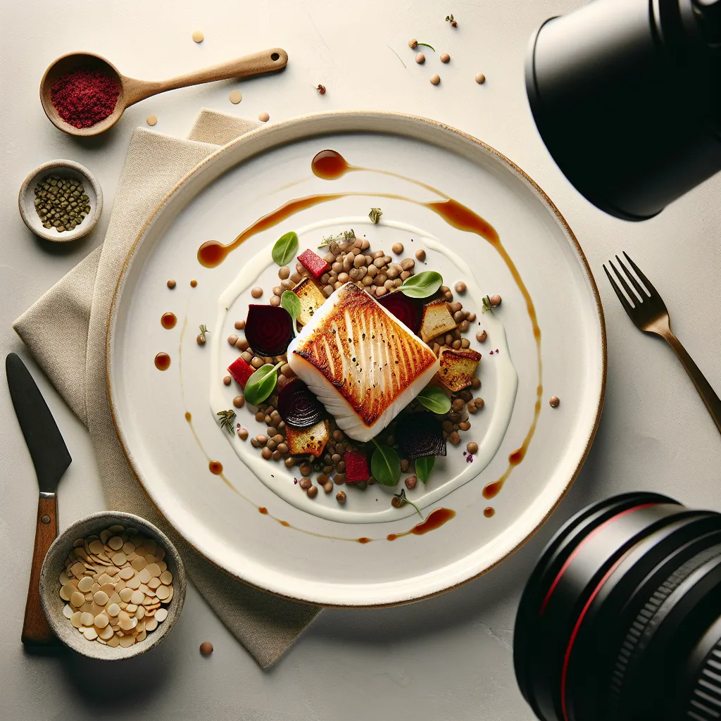Seared Cod with Lentil and Roasted Beetroot Salad