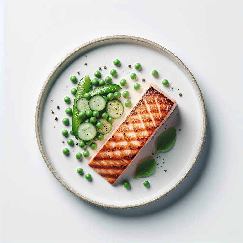 Seared Salmon with Pea and Cucumber Salad