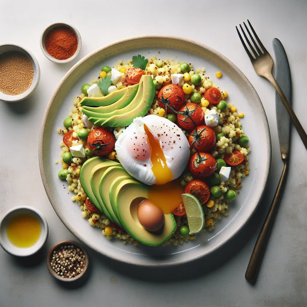 Exotic Spiced Breakfast Couscous with Poached Egg and Avocado