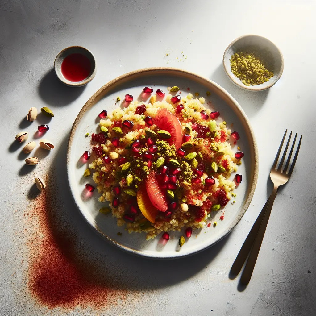 Exotic Spiced Breakfast Couscous with Pomegranate and Pistachios