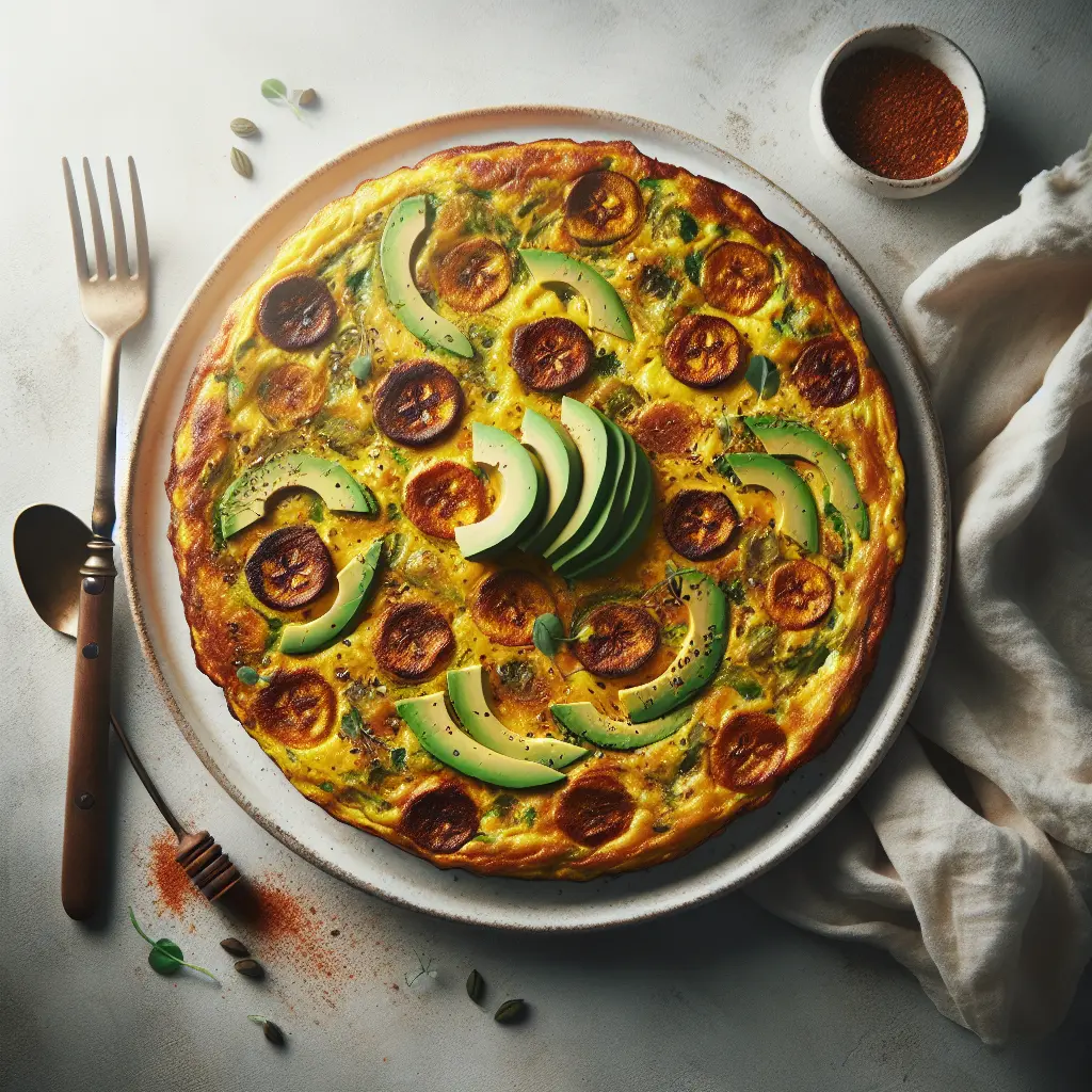 Exotic Spiced Breakfast Frittata with Plantain and Avocado