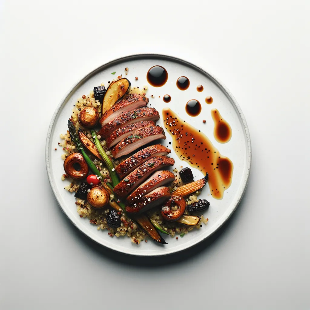 Exotic Spiced Duck Breast with Quinoa and Roasted Vegetables