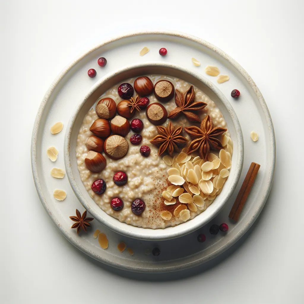 Winter Spiced Oatmeal with Roasted Chestnuts and Cranberries
