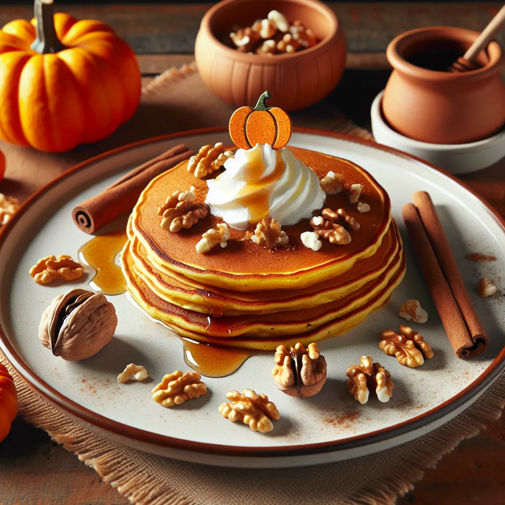 Autumn Spiced Pumpkin and Walnut Pancakes