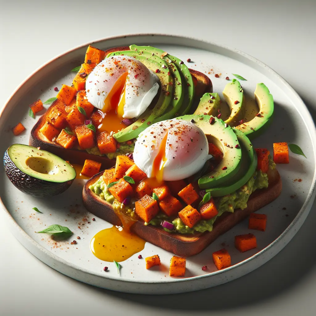 Spiced Sweet Potato and Avocado Toast with Poached Eggs