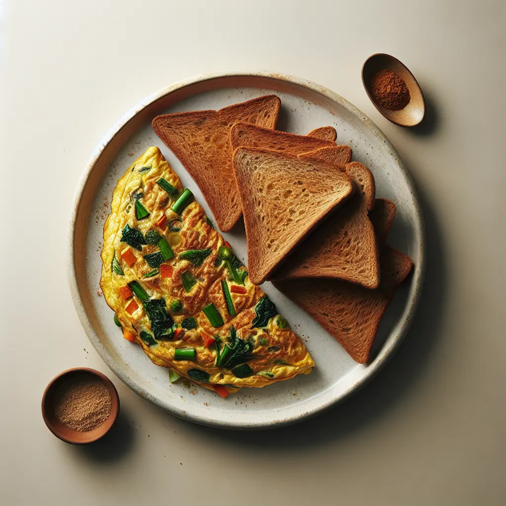 Spiced Vegetable Omelette with Whole Wheat Toast