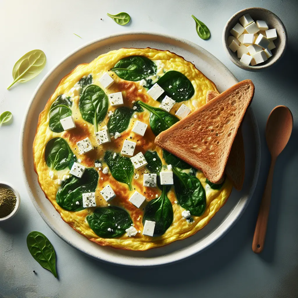 Spinach and Feta Omelette with Whole Wheat Toast