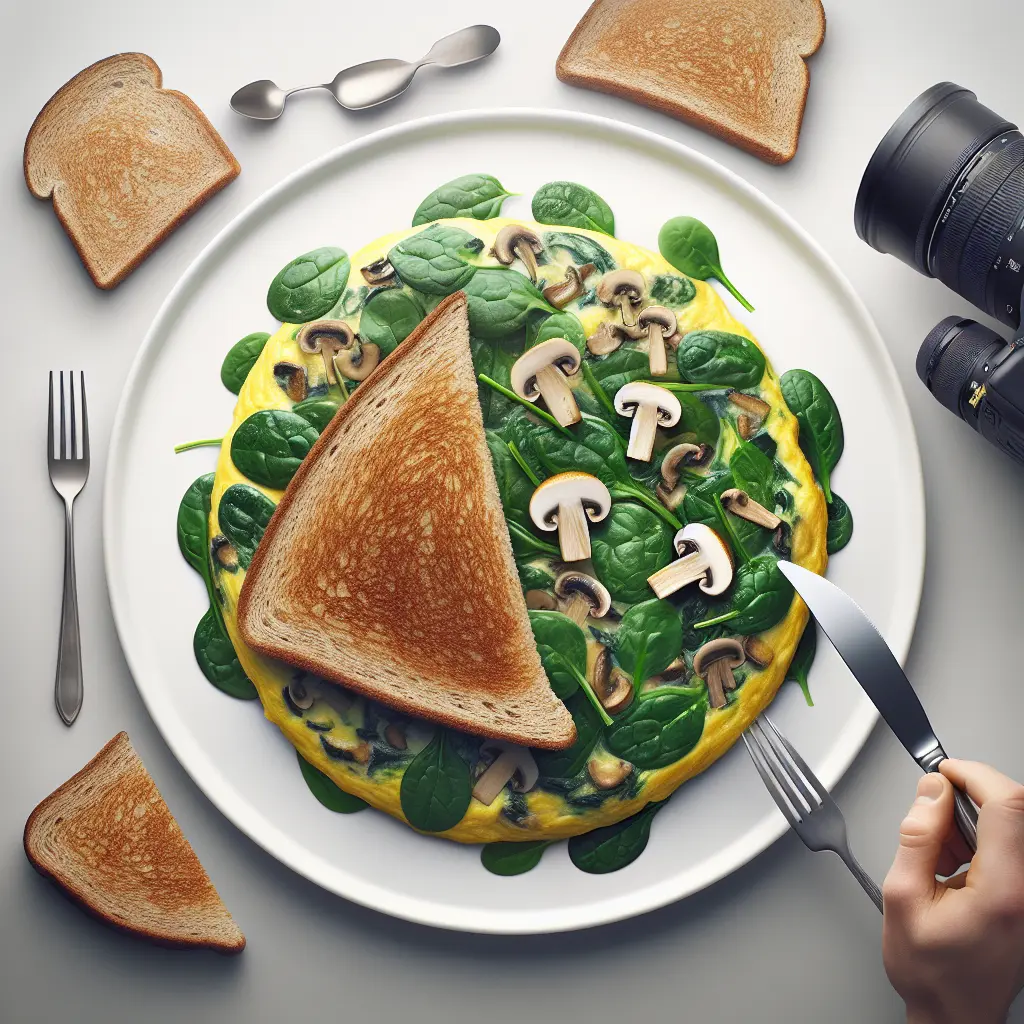 Spinach and Mushroom Omelette with Whole Grain Toast
