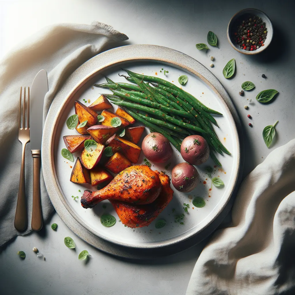 Tandoori Chicken with Roasted Sweet Potatoes and Green Beans