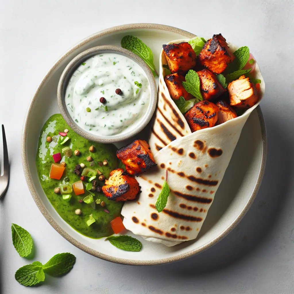 Tandoori Chicken Wrap with Mint Yogurt Sauce