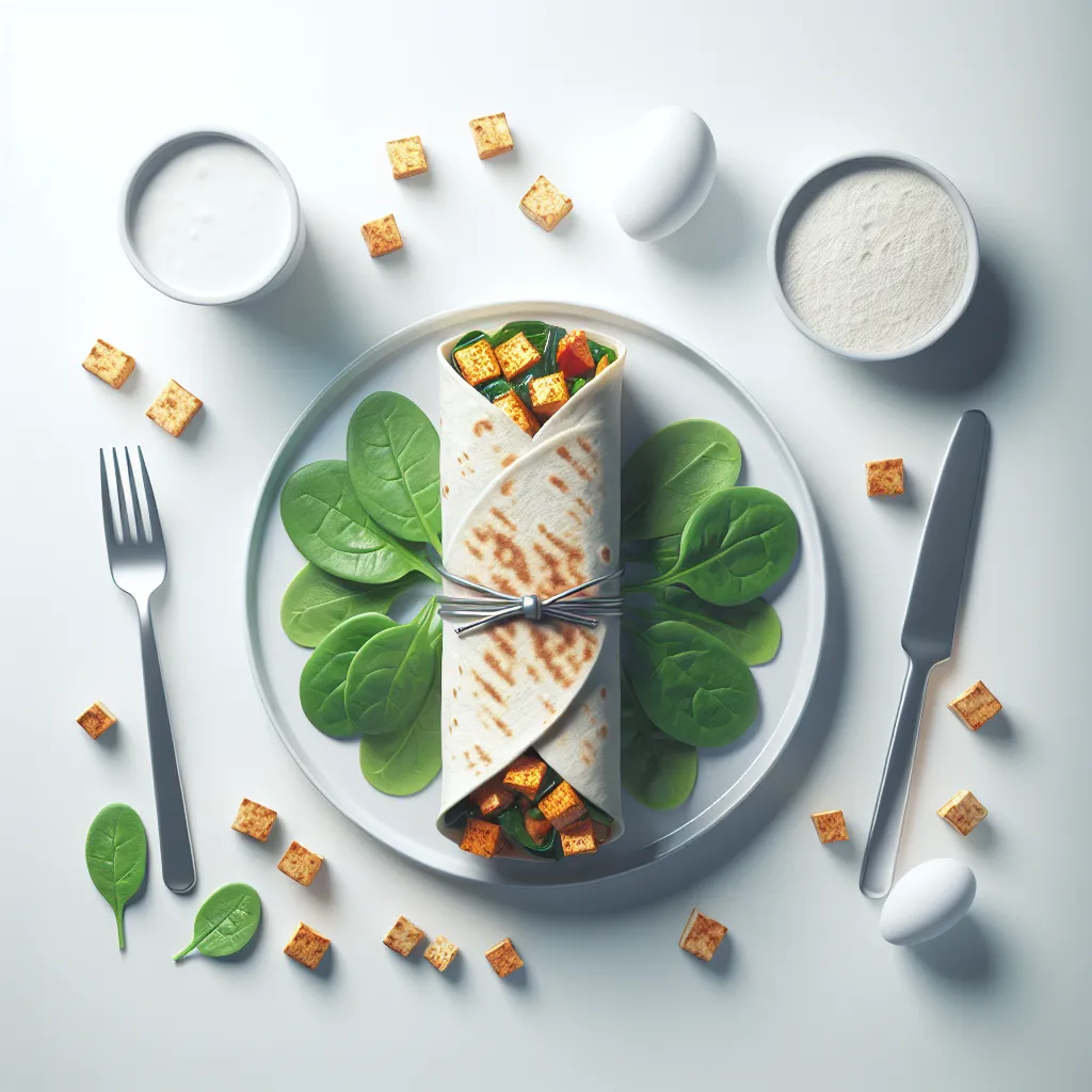 Spicy Tofu and Spinach Breakfast Wrap