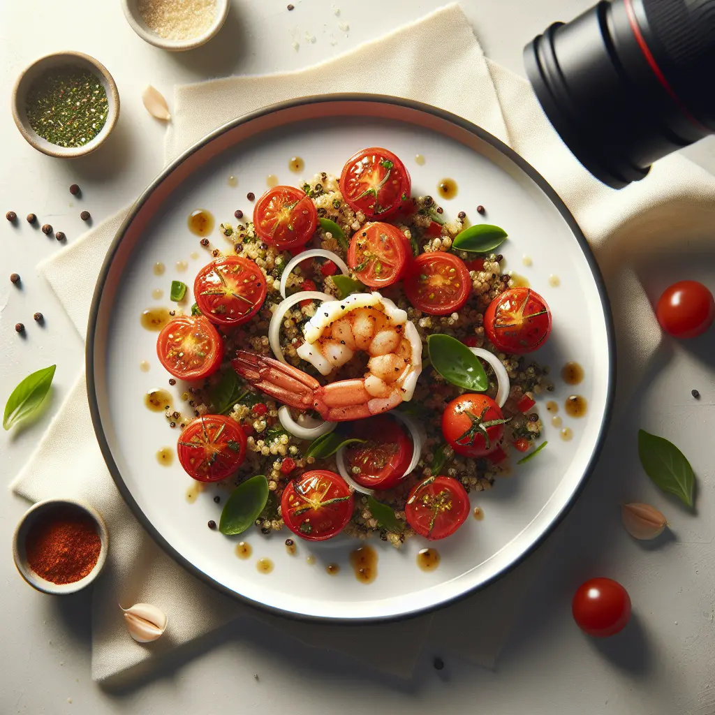 Tomato and Herb Quinoa Salad with Grilled Shrimp