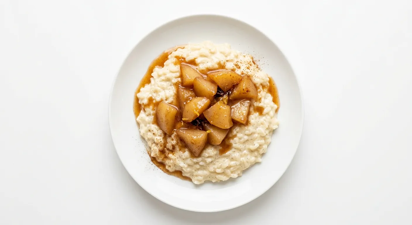 Vanilla Rice Pudding with Poached Pear Compote