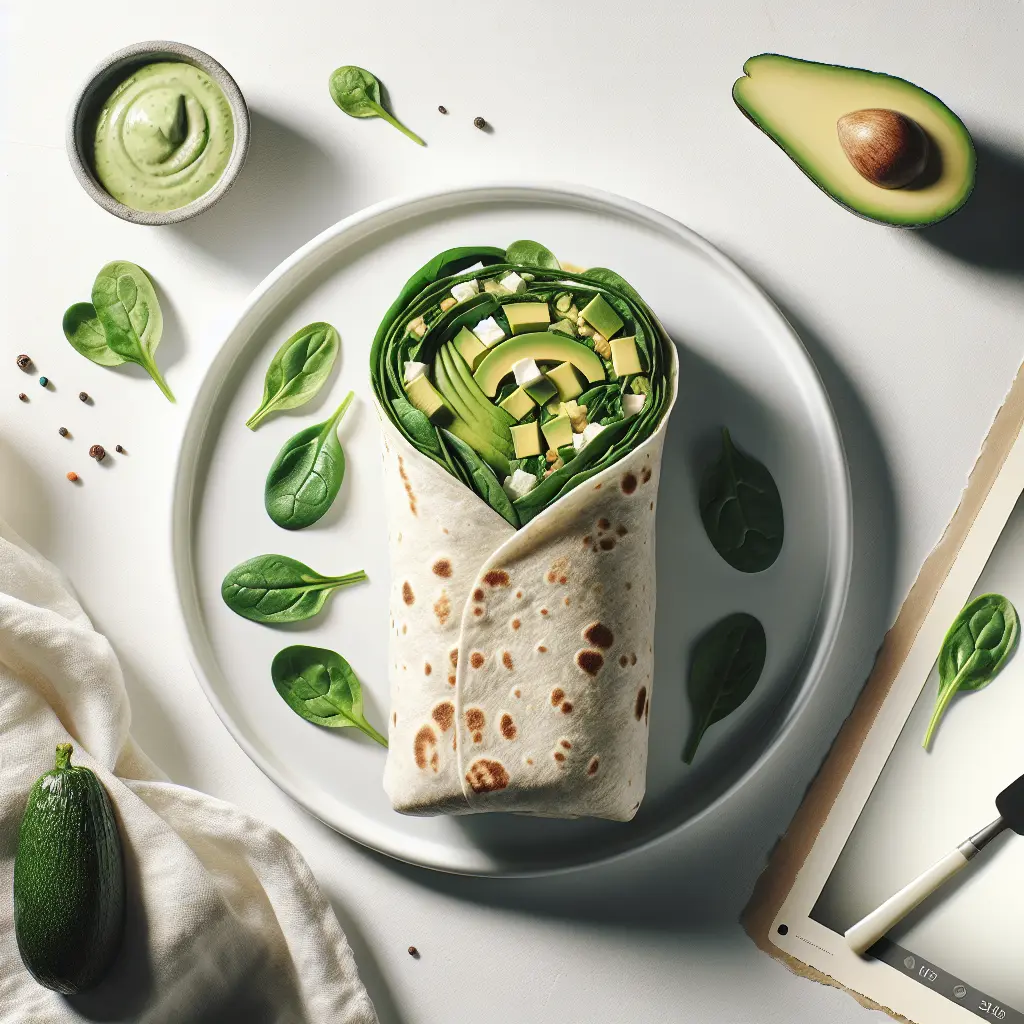 Vegan Breakfast Burrito with Spinach and Avocado