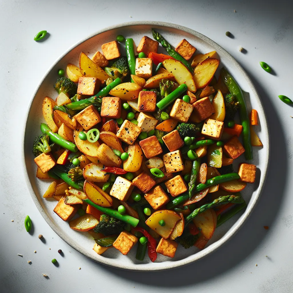 Vegan Breakfast Hash with Tofu and Vegetables