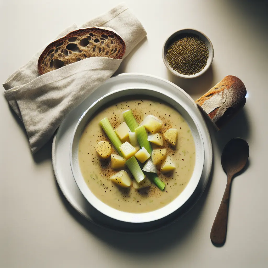 Vegan Leek and Potato Soup with Whole Grain Bread