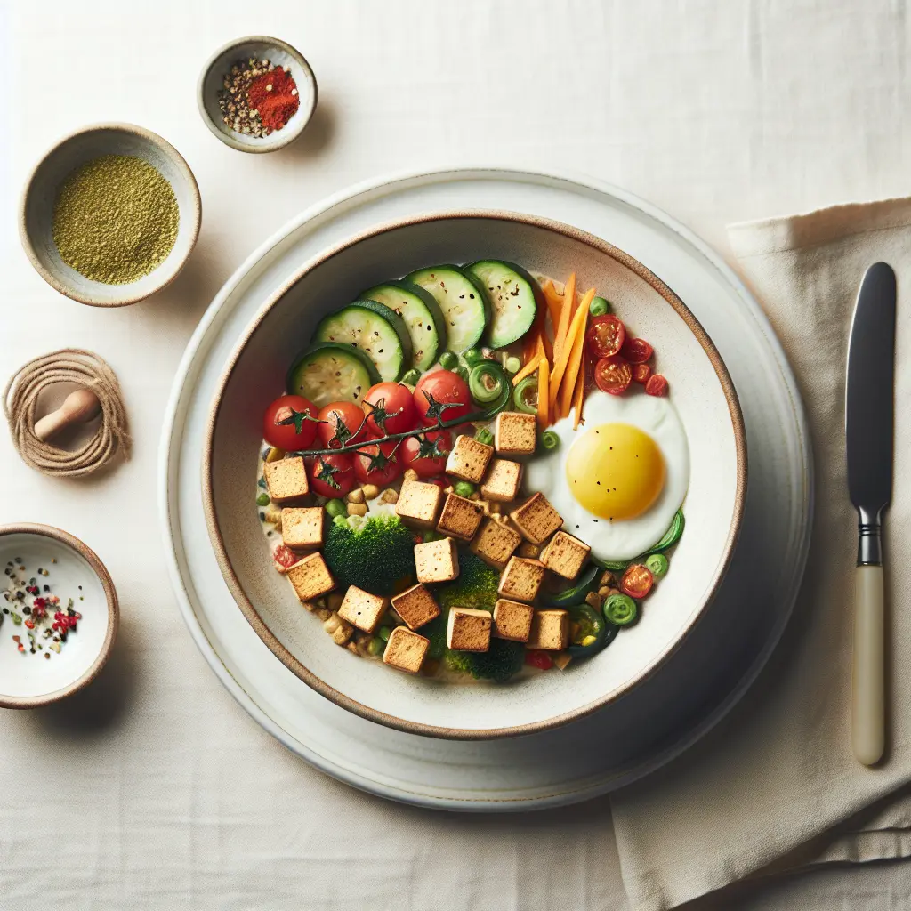 Vegan Savory Breakfast Bowl with Tofu and Vegetables