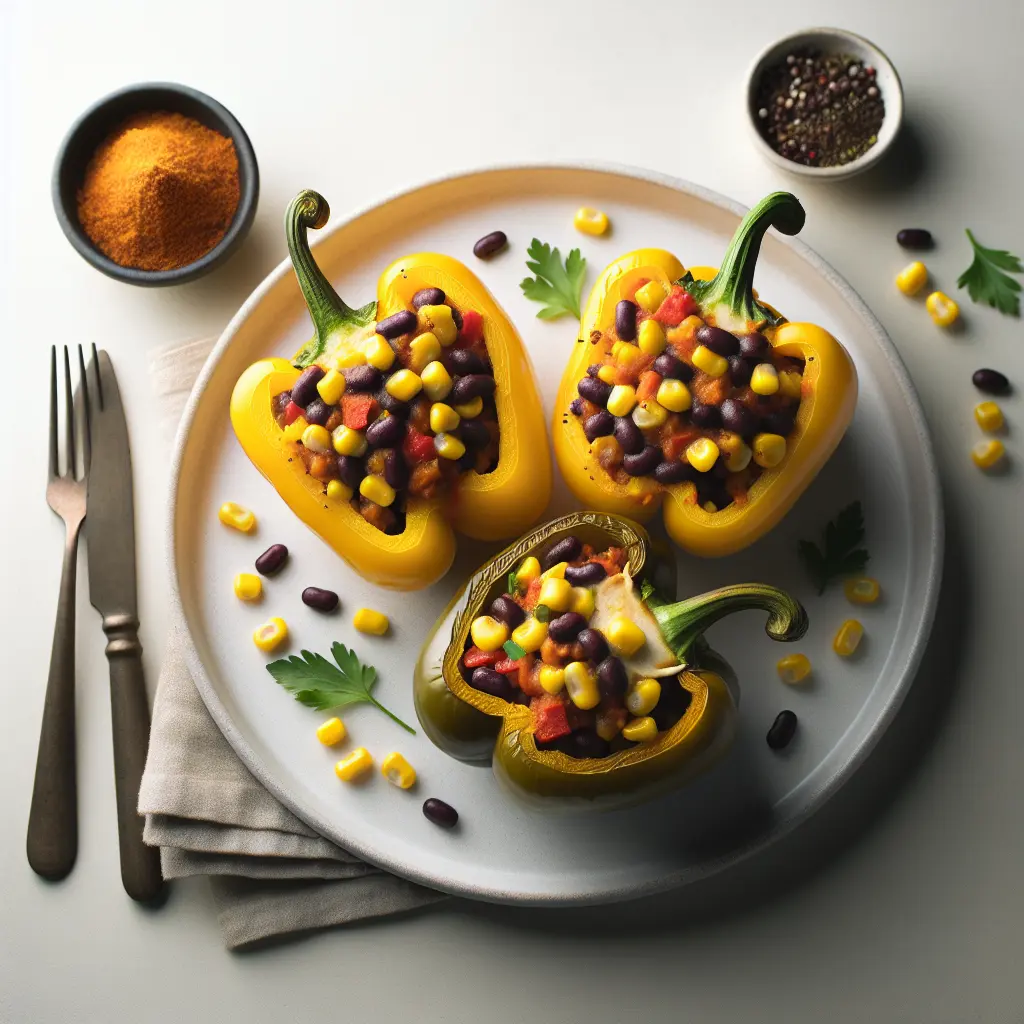 Vegan Stuffed Bell Peppers with Black Beans and Corn