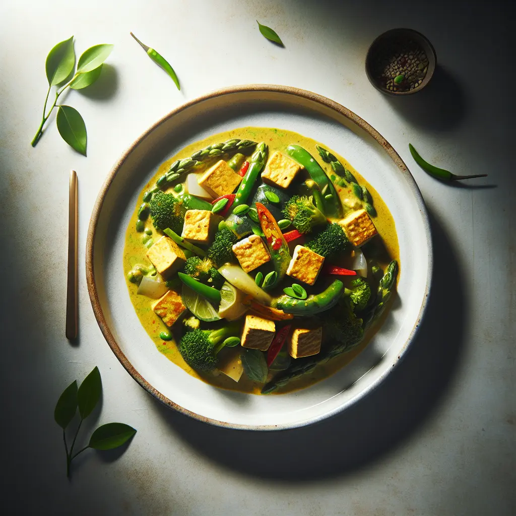 Vegan Thai Green Curry with Tofu and Vegetables