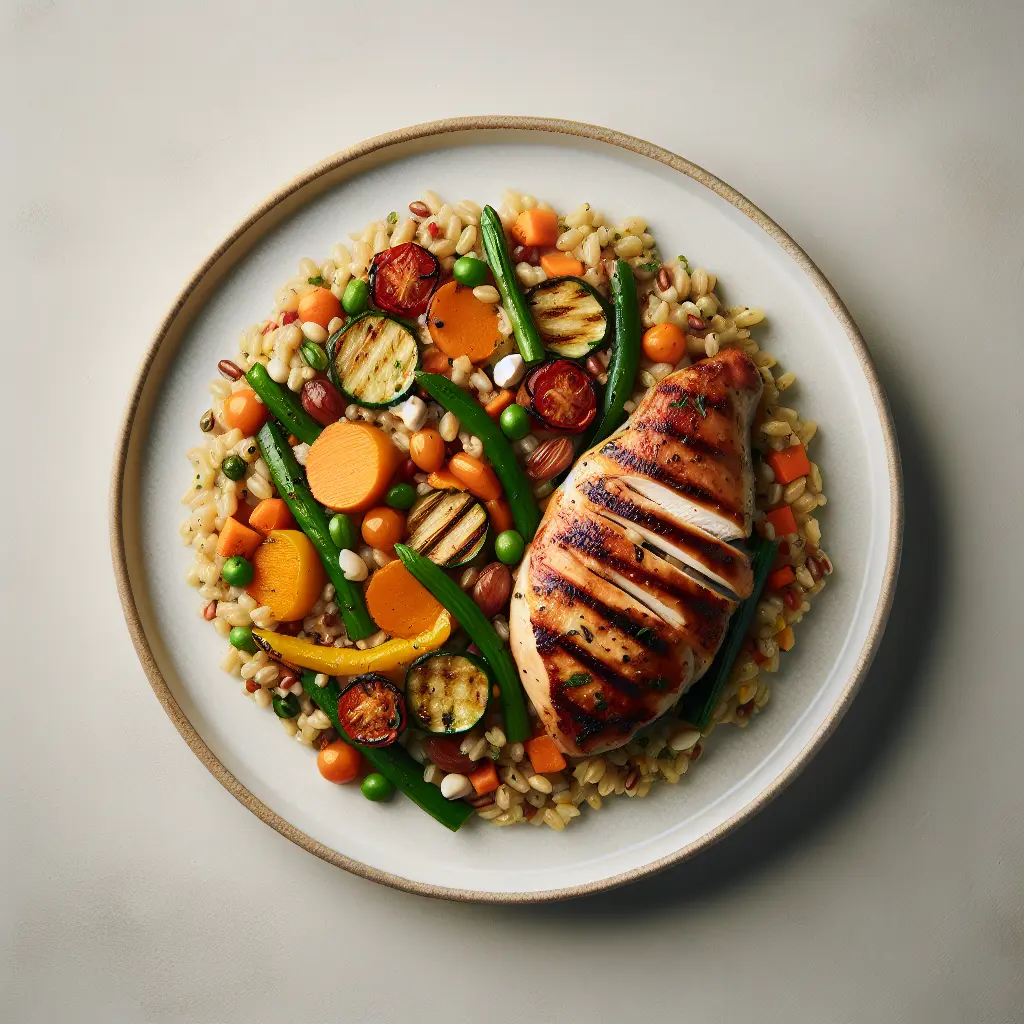 Autumn Vegetable and Barley Pilaf with Grilled Chicken
