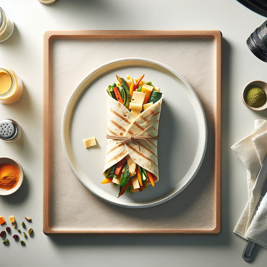 Autumn Vegetable and Cheese Breakfast Wrap