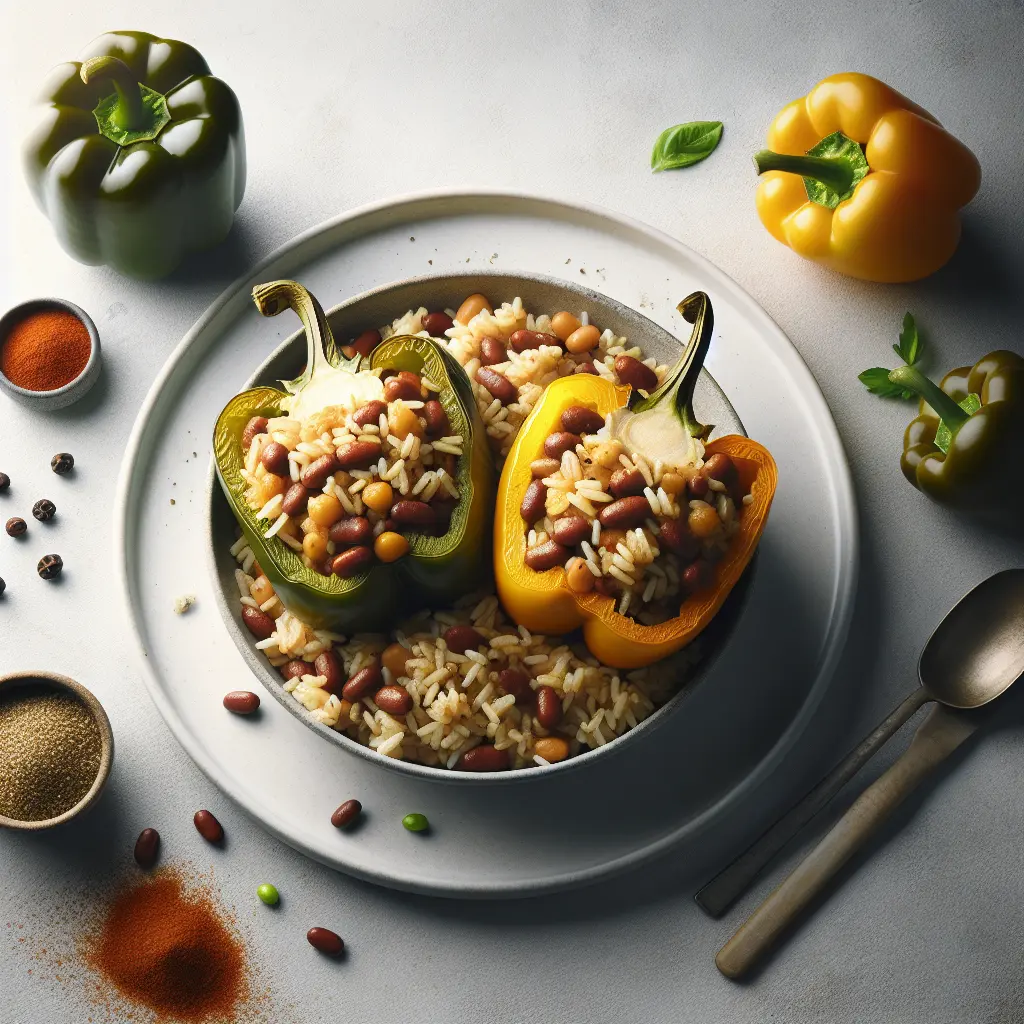 Vegetarian Stuffed Bell Peppers with Brown Rice and Beans