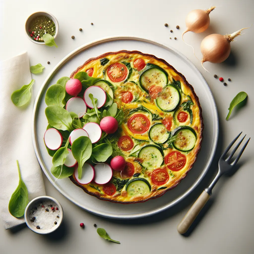 Zucchini and Tomato Frittata with Radish Salad