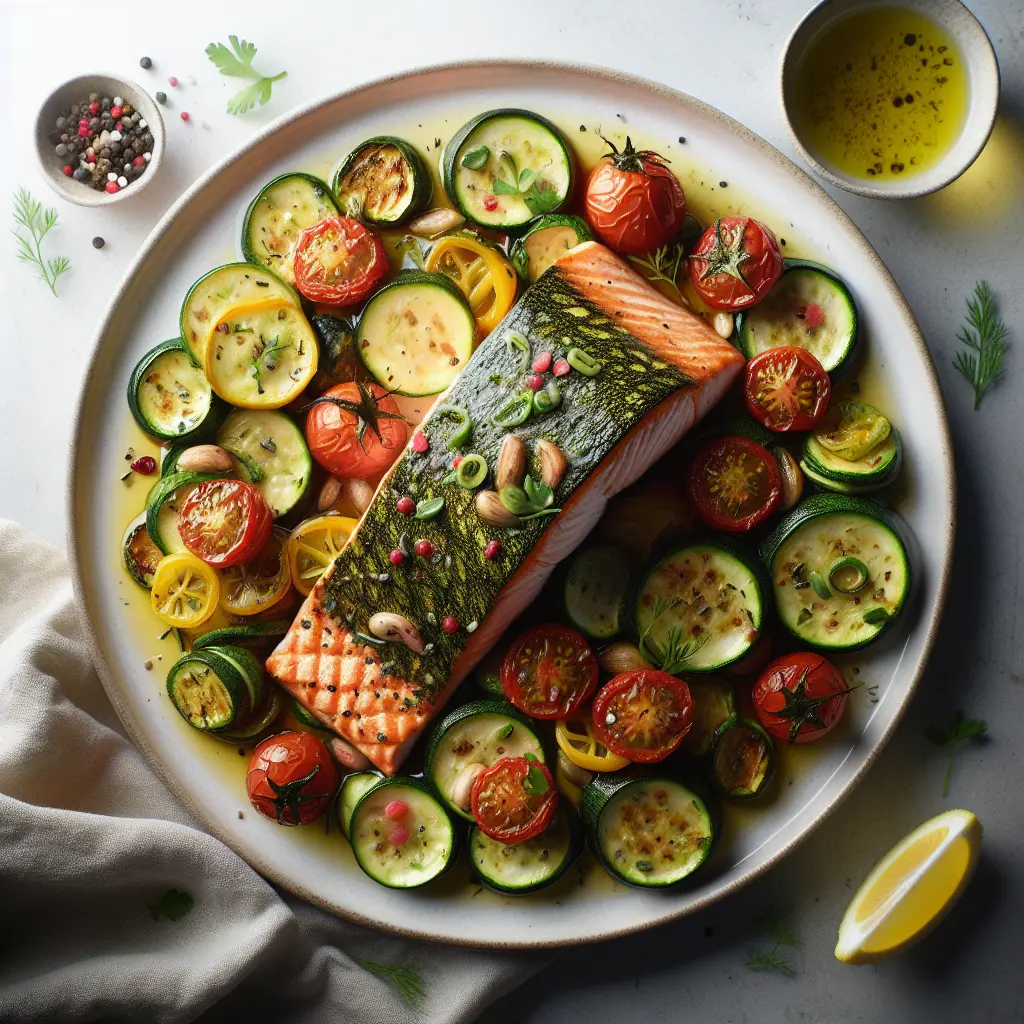 Zucchini and Tomato Herb-Crusted Salmon