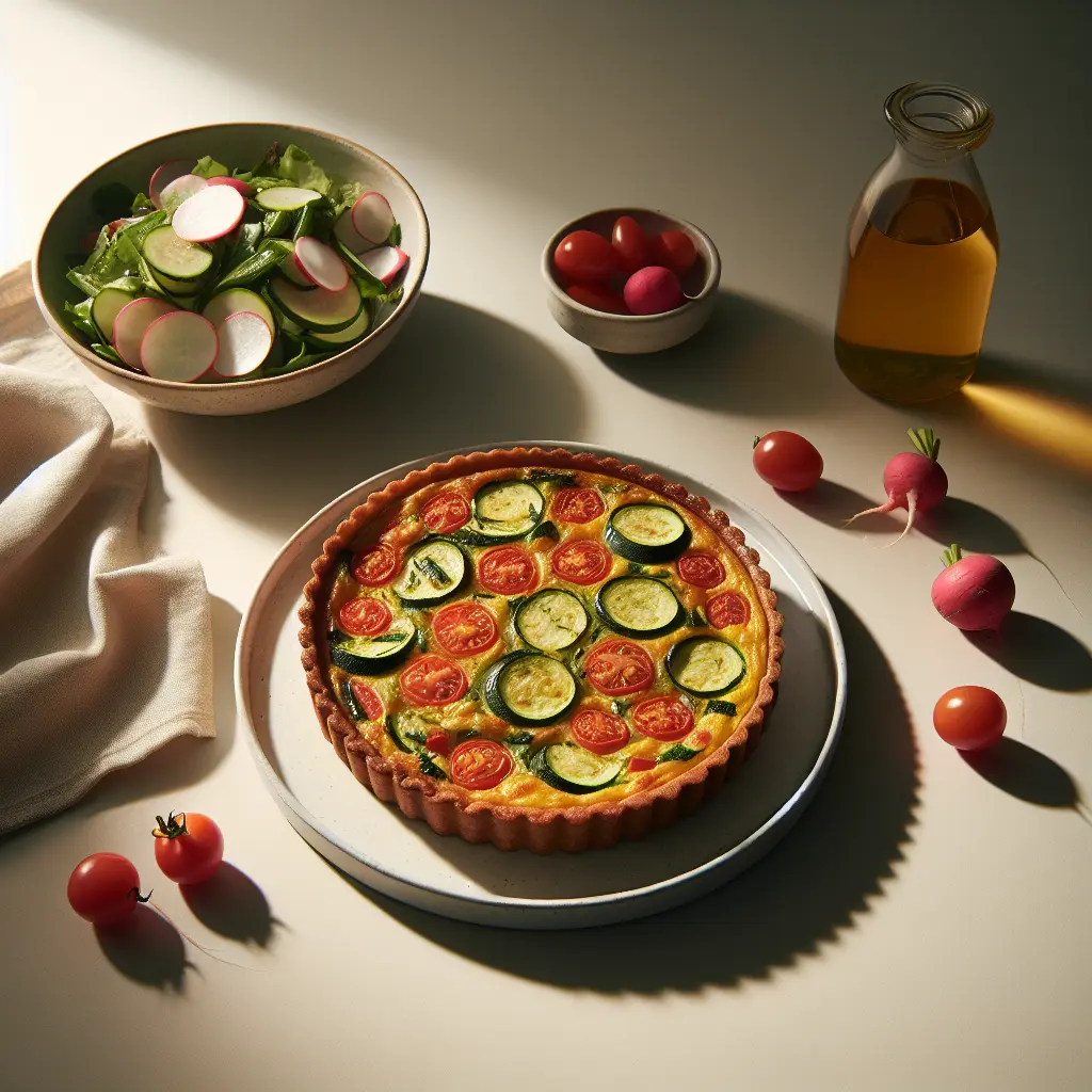 Zucchini and Tomato Quiche with Radish Salad