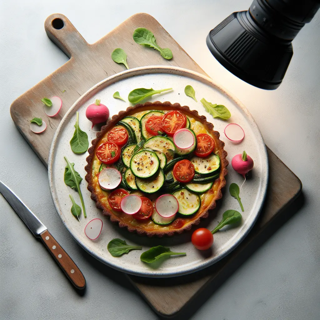 Zucchini and Tomato Tart with Radish Salad