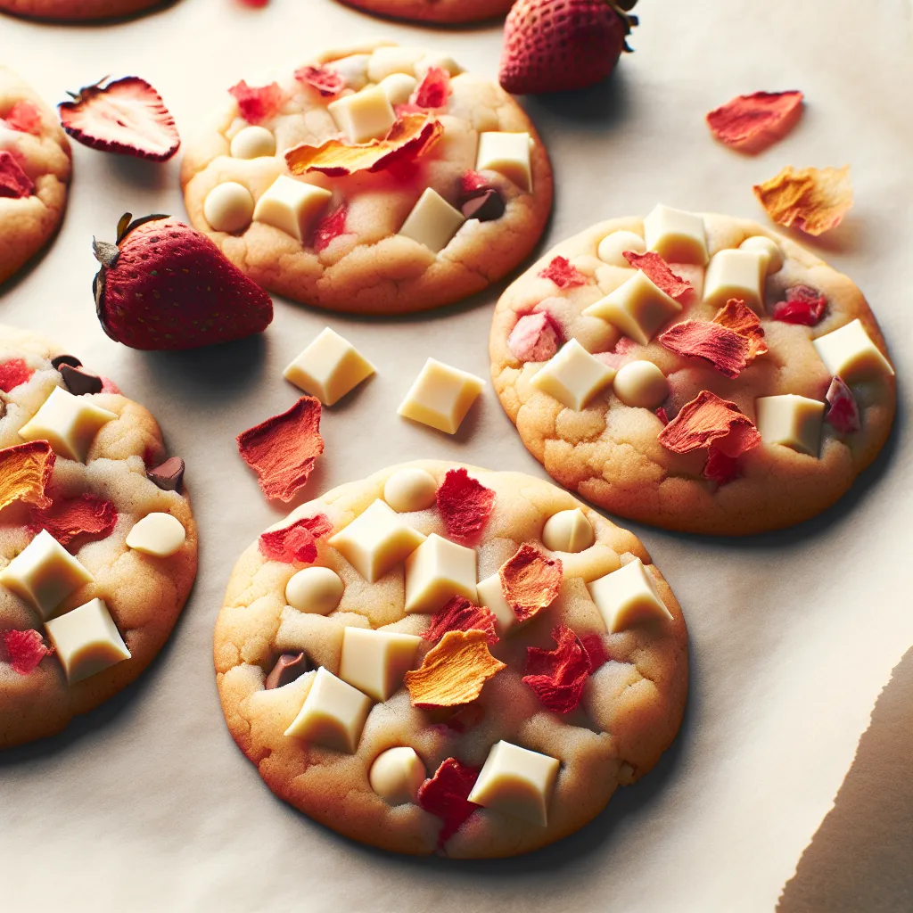 Berry Bliss: Giant White Chocolate Strawberry Cookies