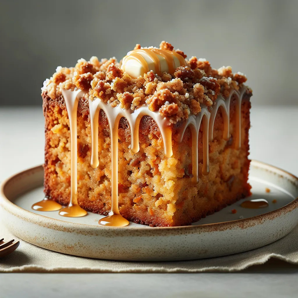 Spiced Carrot Coffee Cake with Honey Butter Drizzle