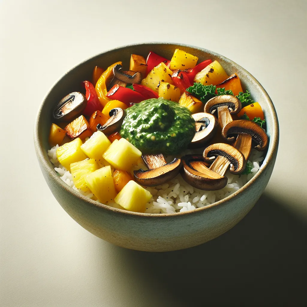 Roasted Mushroom and Pineapple Bowls with Kale Pesto: A Flavor Explosion